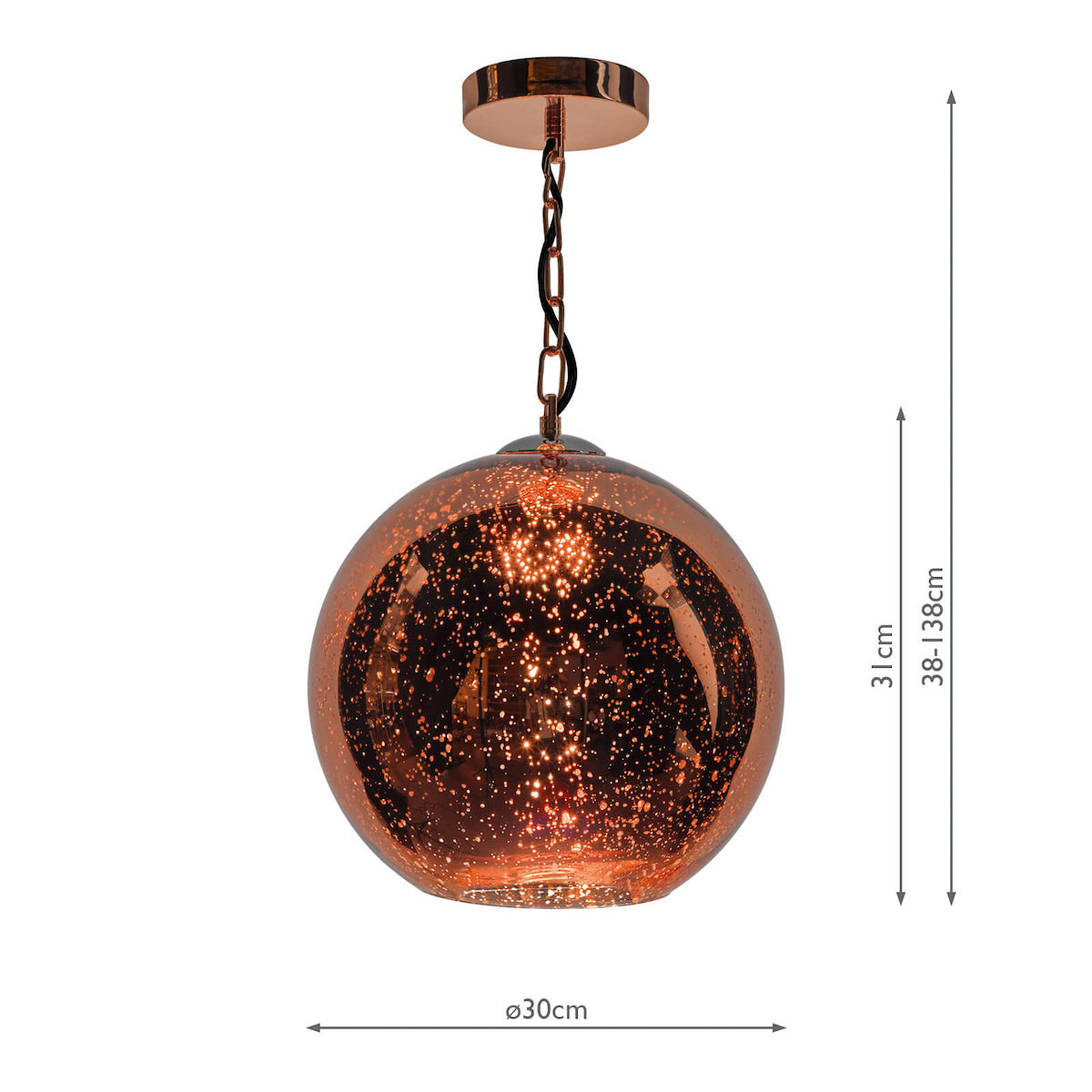 SPECKLE 1LT PENDANT SPECKLED COPPER GLASS