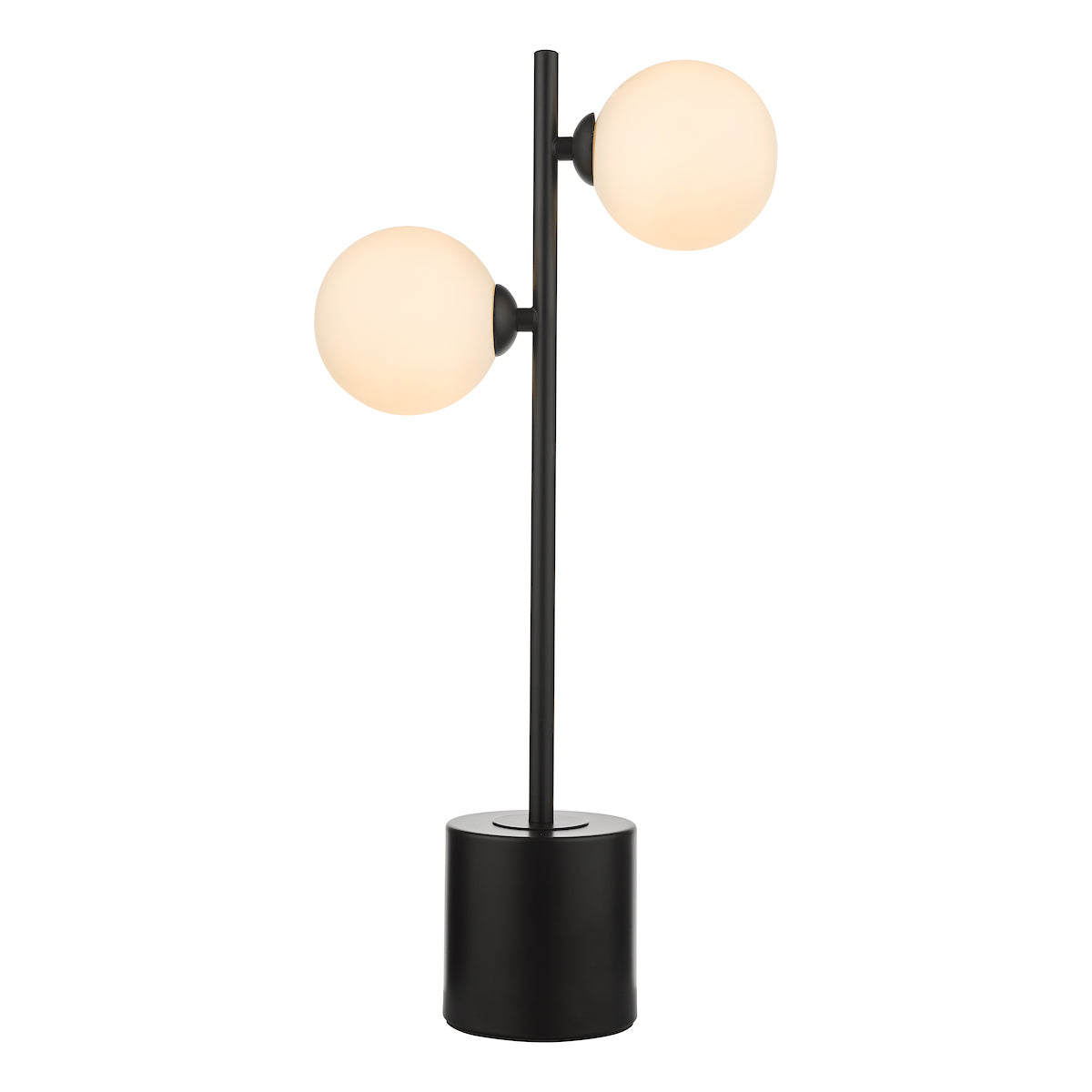 SPIRAL 2LT TABLE LAMP BLACK CW OPAL GLS