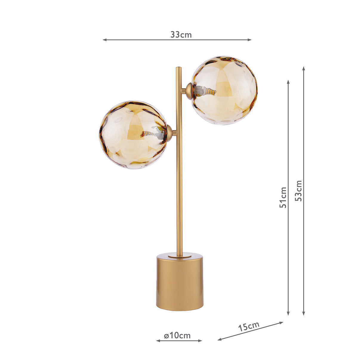 SPIRAL 2LT TABLE LAMP GOLD CW CHAMPAGNE GLS 150MM