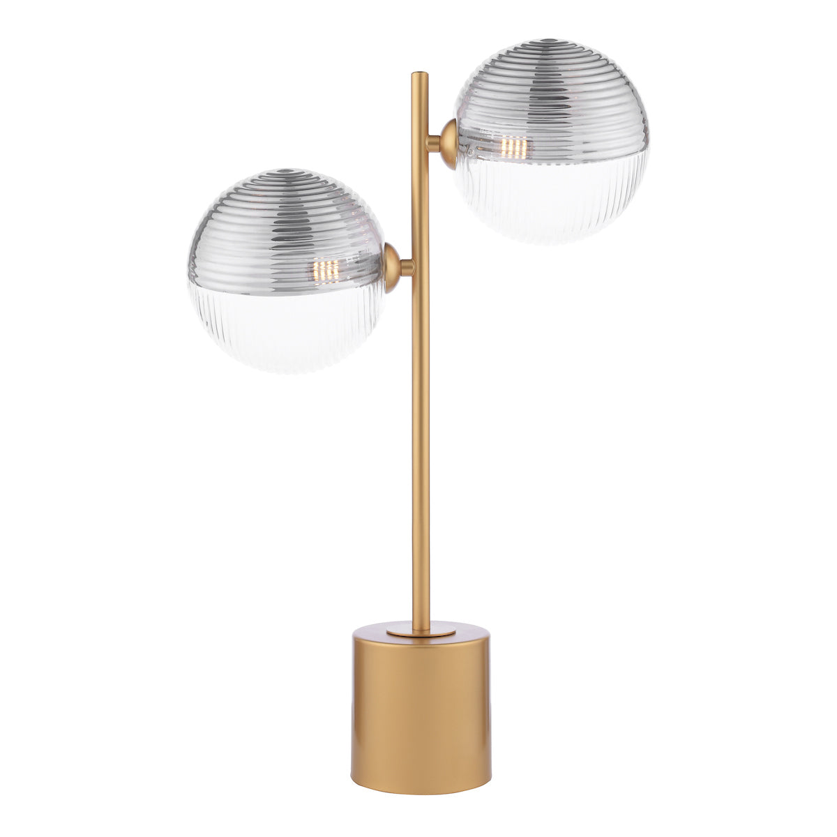 SPIRAL 2LT TABLE LAMP GOLD CW SMOKED/CLR GLS 150MM