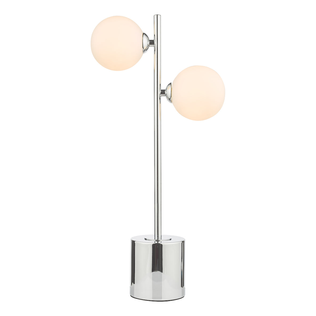 SPIRAL 2LT TABLE LAMP POL CHR CW OPAL GLS