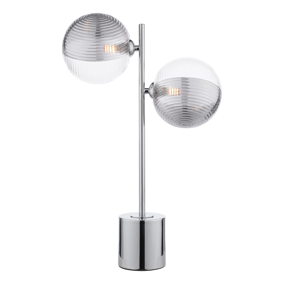 SPIRAL 2LT TABLE LAMP POL CHR CW SMOKED/CLR GLS 15