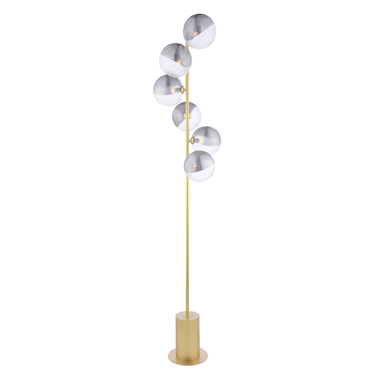 SPIRAL 6LT FLOOR LAMP GOLD CW SMOKED/CLR GLS 150MM