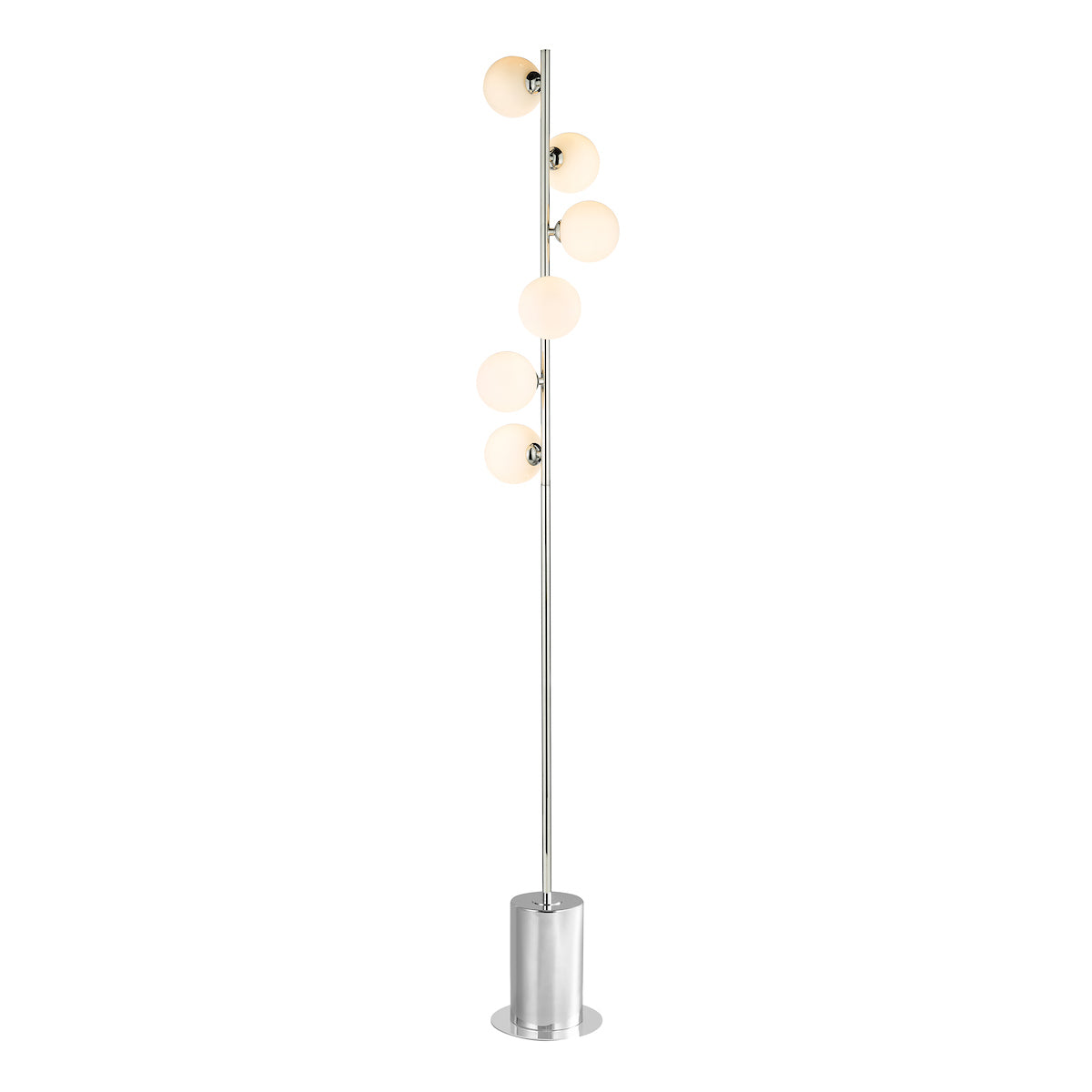 SPIRAL 6LT FLOOR LAMP POL CHR CW OPAL GLS