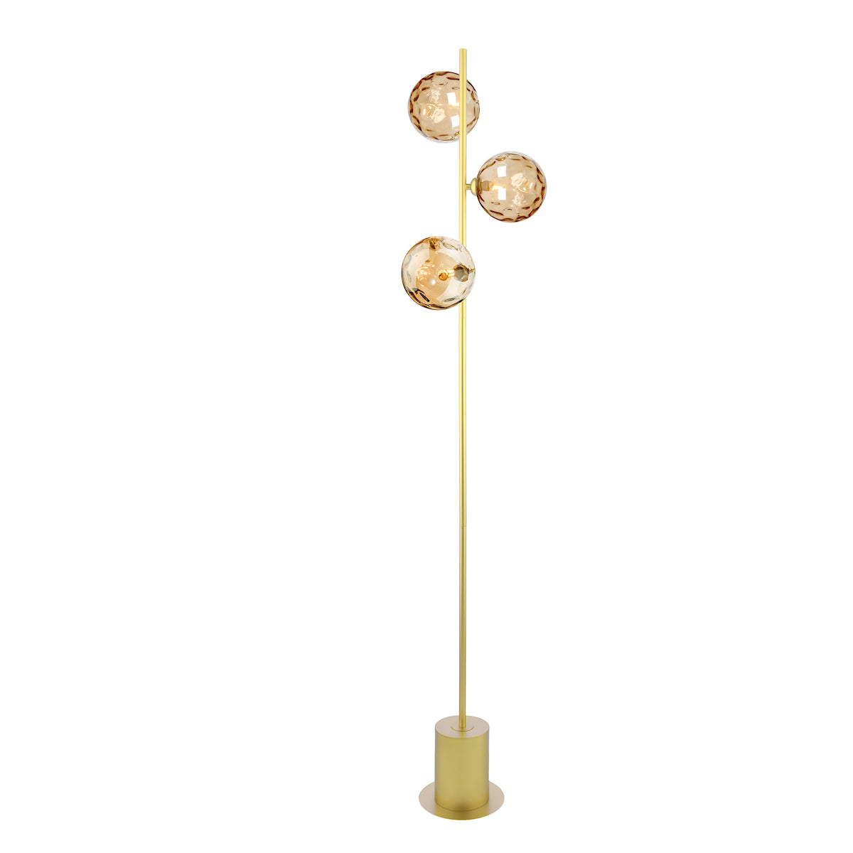 SPIRAL 3LT FLOOR LAMP GOLD CW CHAMPAGNE GLS 150MM