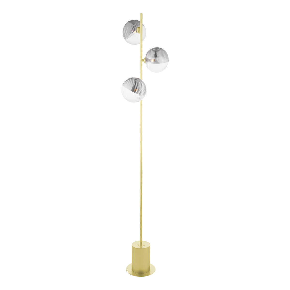 SPIRAL 3LT FLOOR LAMP GOLD CW SMOKED/CLR GLS 150MM