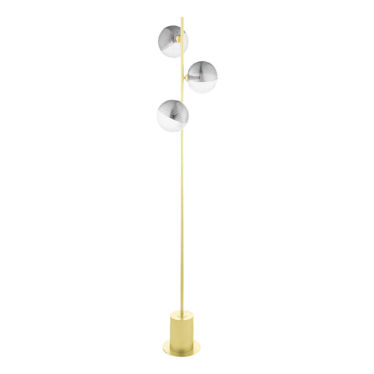 SPIRAL 3LT FLOOR LAMP GOLD CW SMOKED/CLR GLS 150MM