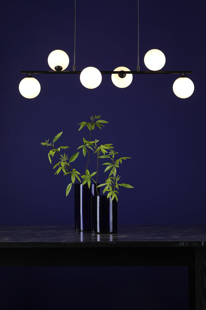 SPIRAL 6LT BAR PENDANT BLACK CW OPAL GLS
