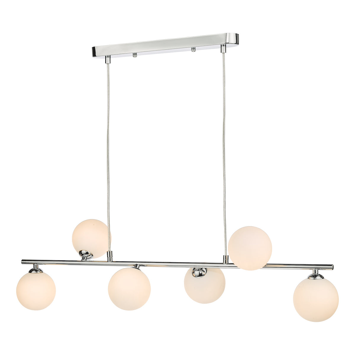 SPIRAL 6LT BAR PENDANT POL CHR CW OPAL GLS