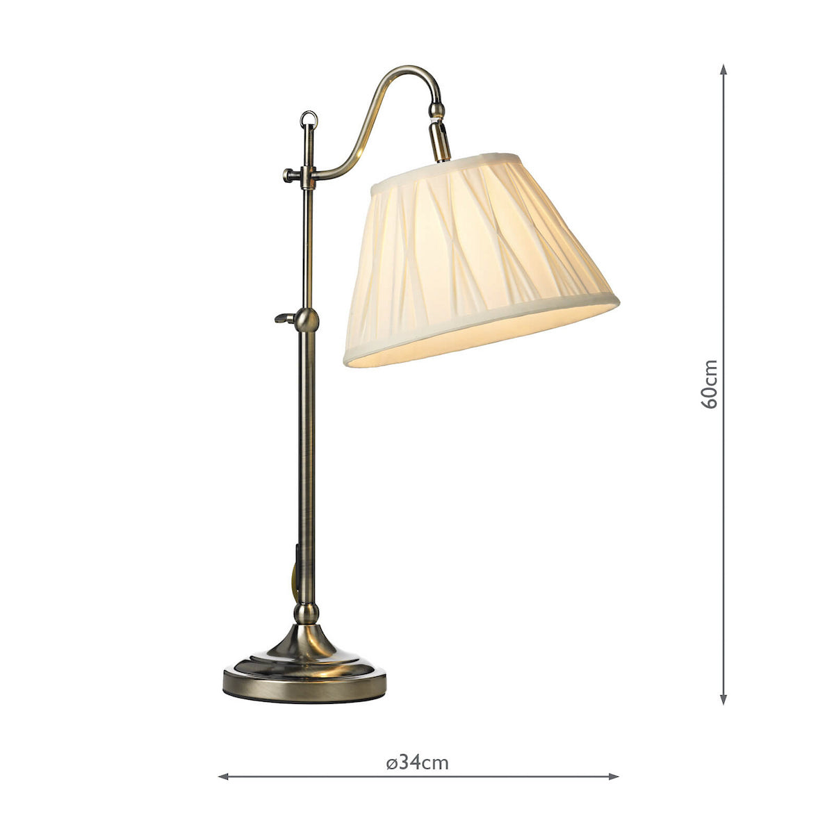 SUFFOLK RISE & FALL TABLE LAMP - ANTIQUE BRASS C/W