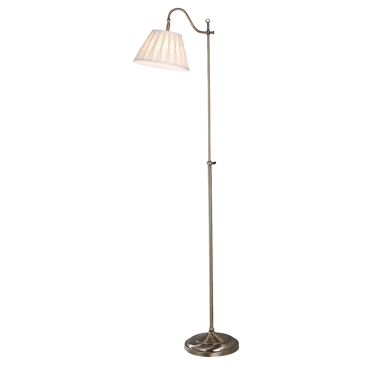 SUFFOLK RISE & FALL FLOOR LAMP CW SHADE ANT BRASS