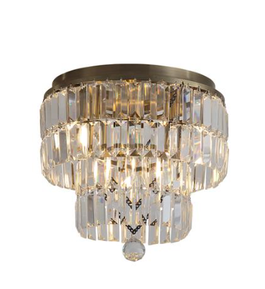 Empire 4Lt Flush - Antique Brass Metal & Clear Crystal