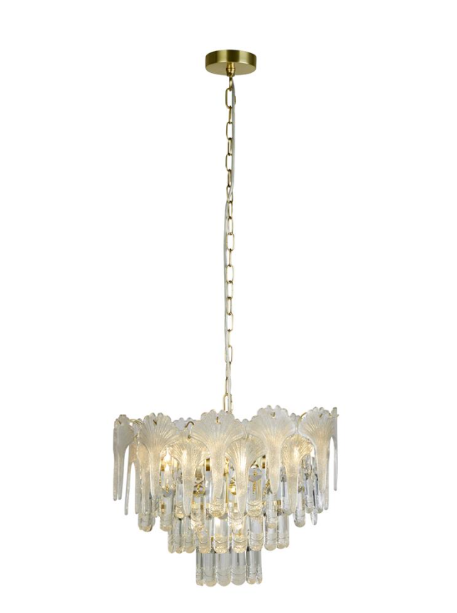 Lux & Belle 5LT Pendant-Satin Brass Metal & Clear Glass