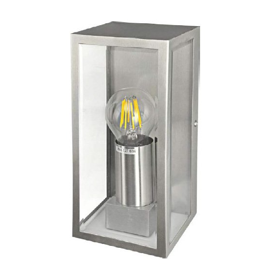 DIANE Stainless steel, clear glass E27 wall lamp