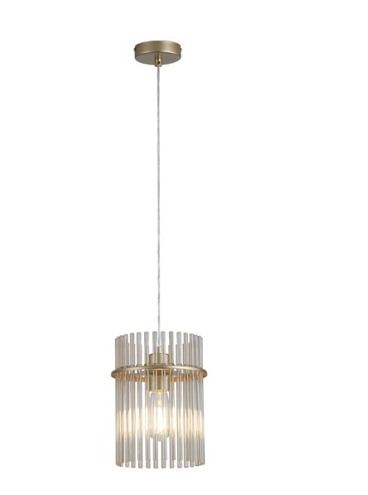 Swizzle 1Lt Pendant, Gold Metal with Champagne Rods