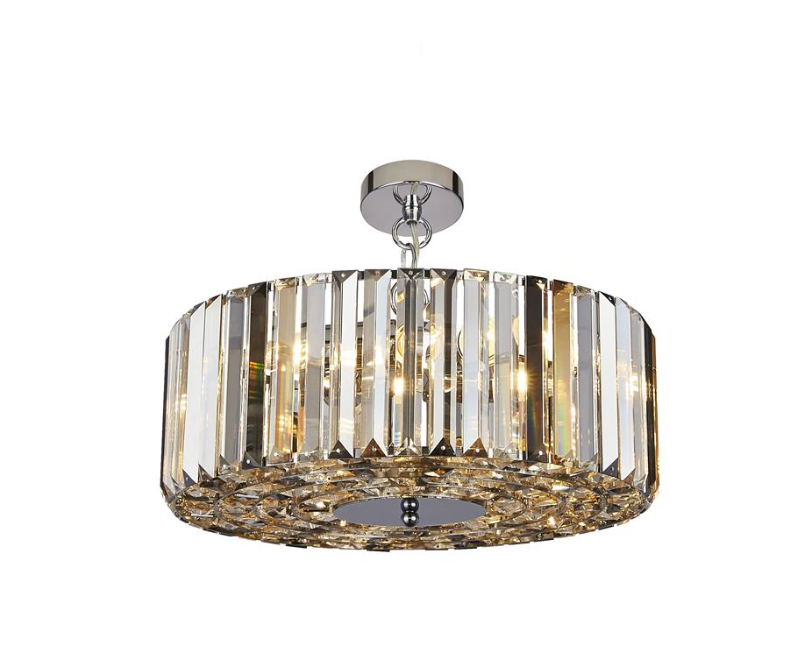 Chapeau 5Lt Pendant/Semi-Flush - Chrome & Mixed Glass