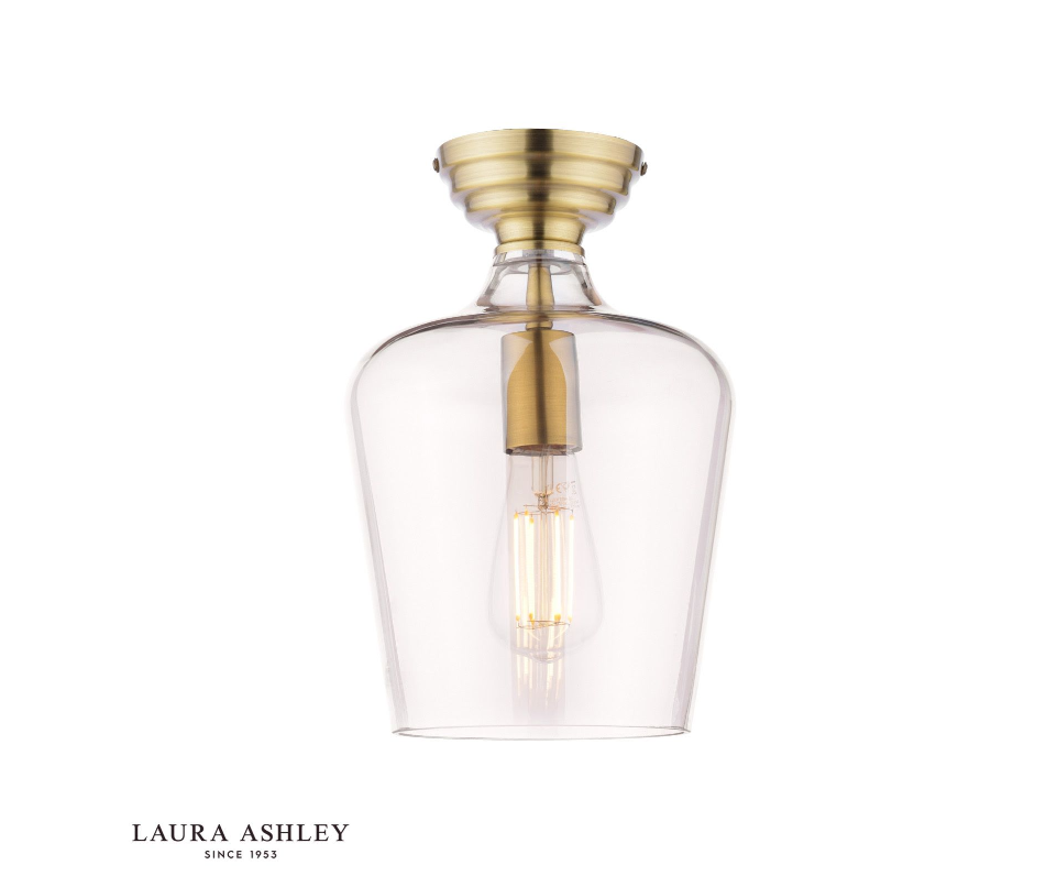 Laura Ashley Ockley Semi-Flush Antique Brass and Champagne Glass