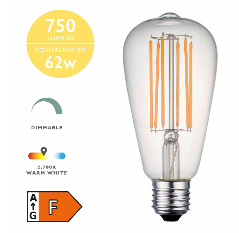 E27 LED FILAM RUSTIC LAMP 7W 750LM D