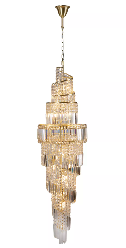 Lux & Belle 19LT Stairwell -Satin Brass Metal&Clear Crystal