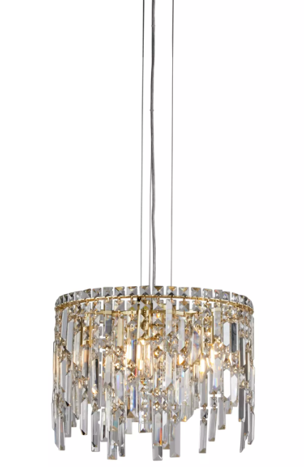 Lux & Belle 5LT Pendant-Satin Brass Metal & Clear Crystal