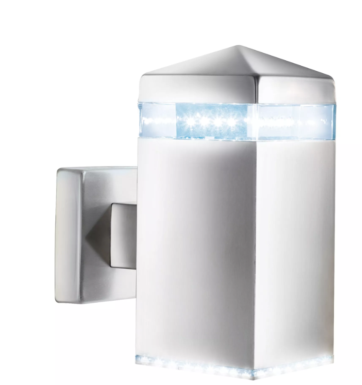 India 32Lt LED Outdoor Wall Light Satin Silver, IP44