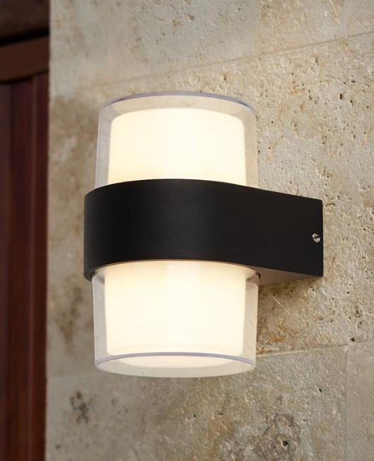 Pittsburgh Outdoor Wall Light  - Black Metal & Opal