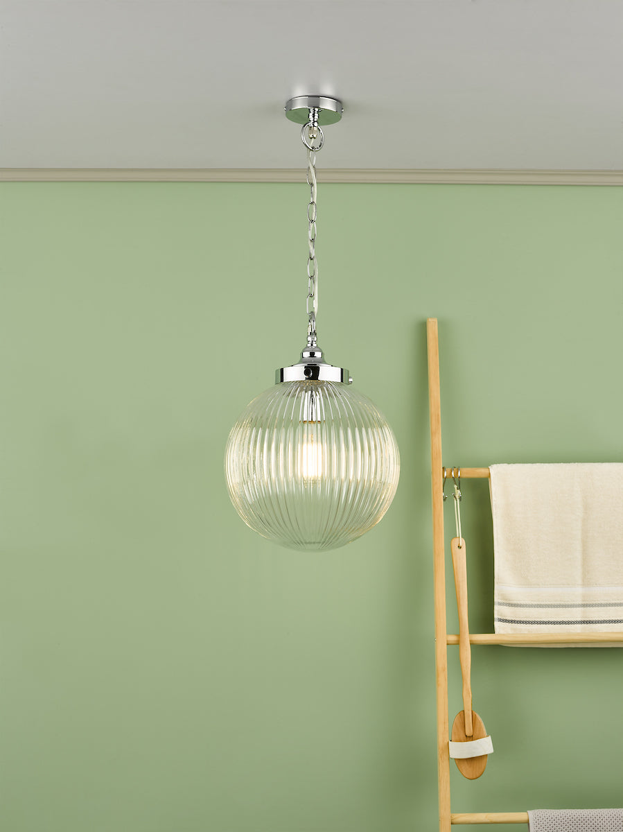 TAMARA 1LT PENDANT POL CHR/ CLEAR IP44