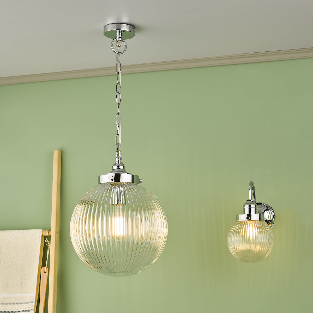 TAMARA 1LT PENDANT POL CHR/ CLEAR IP44