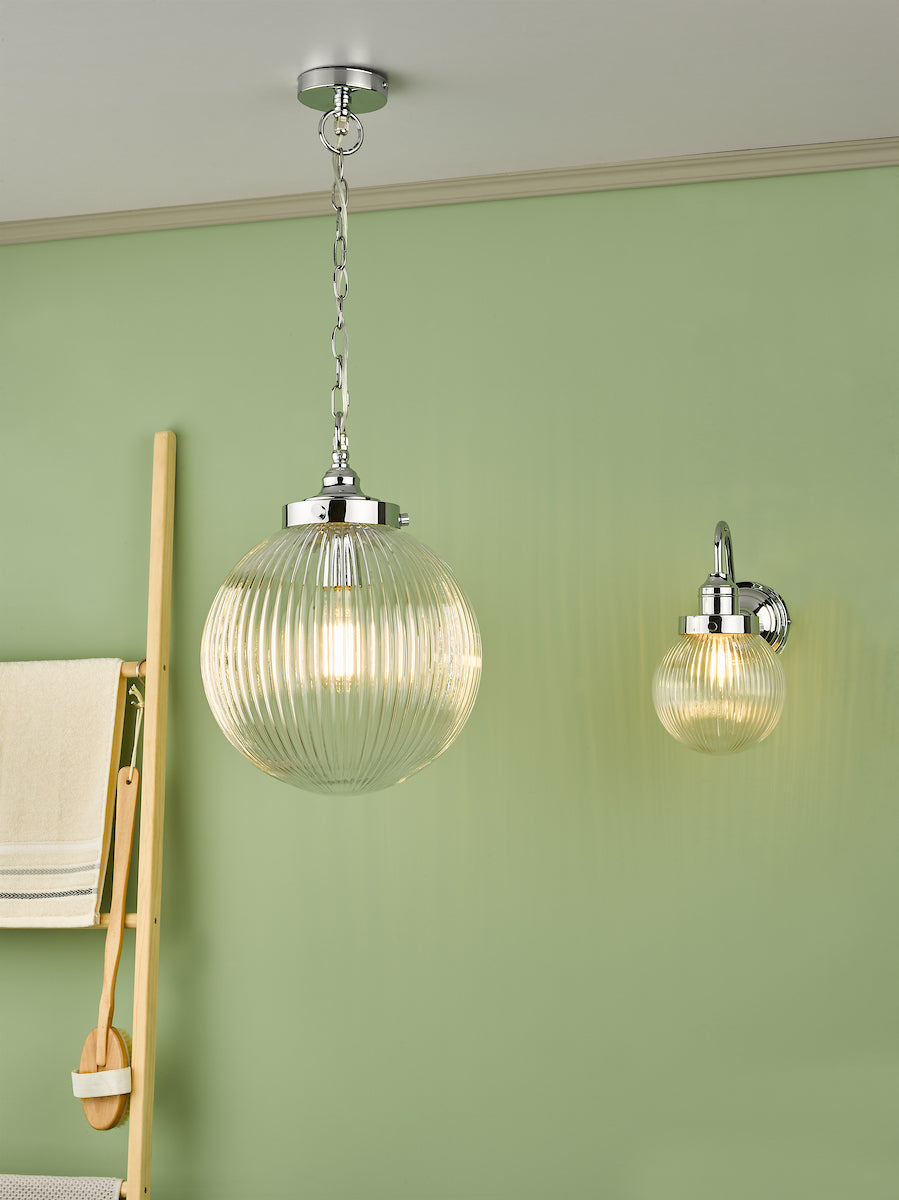 TAMARA 1LT PENDANT POL CHR/ CLEAR IP44