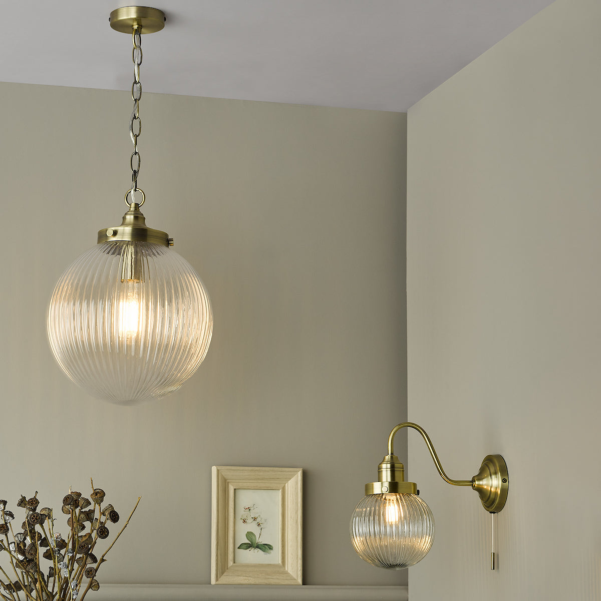 TAMARA 1LT PENDANT ANTIQUE BRASS CLEAR GLASS