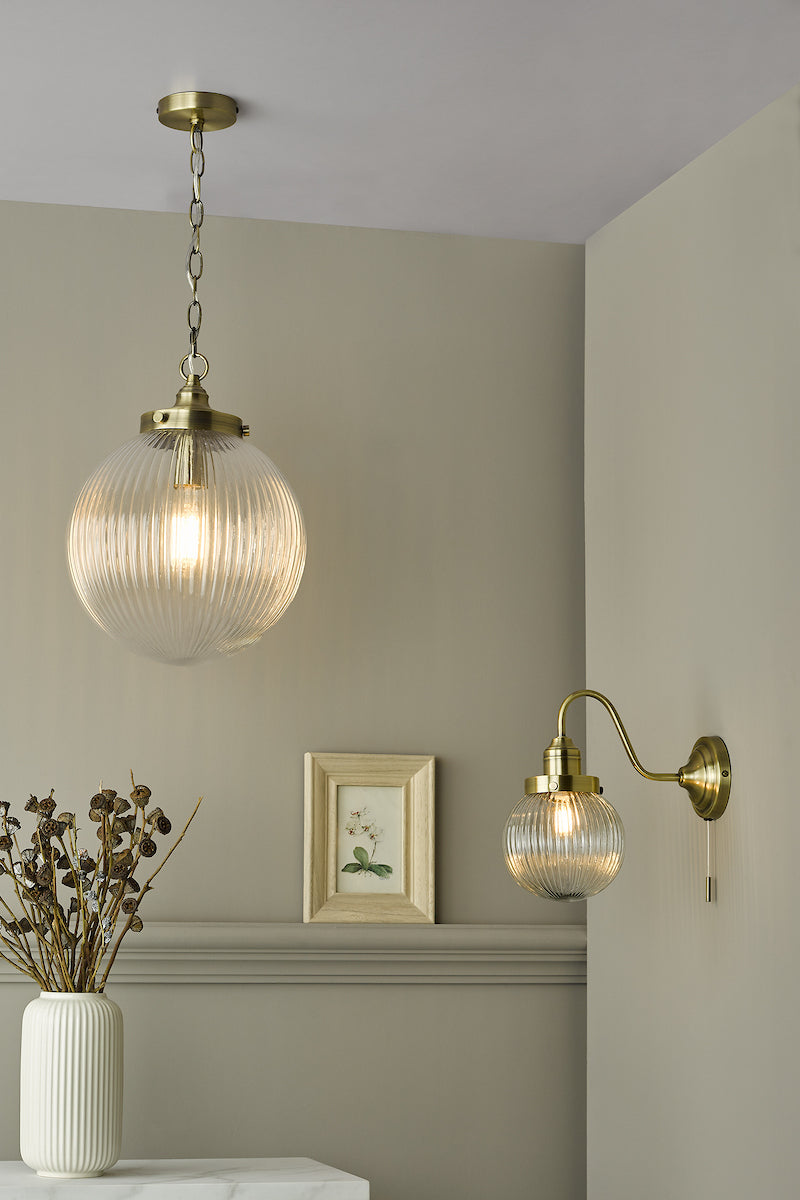 TAMARA 1LT WB ANTIQUE BRASS CLEAR GLASS