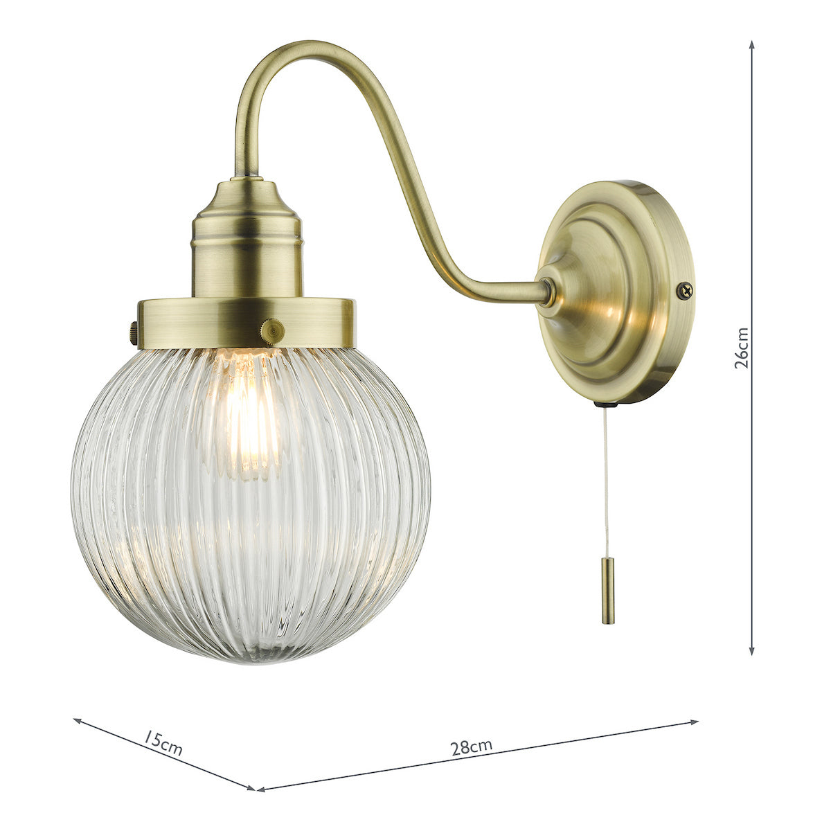 TAMARA 1LT WB ANTIQUE BRASS CLEAR GLASS