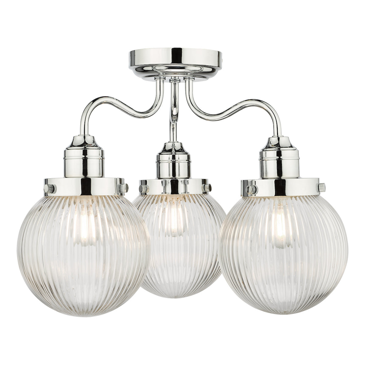 TAMARA 3LT SEMI FLUSH POL CHR/ CLEAR IP44