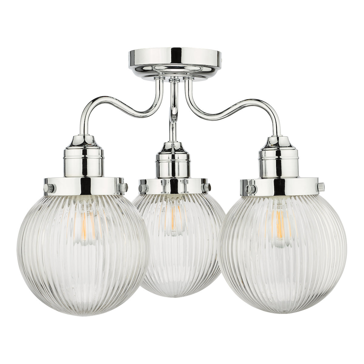 TAMARA 3LT SEMI FLUSH POL CHR/ CLEAR IP44