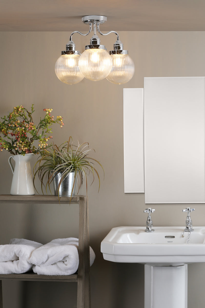 TAMARA 3LT SEMI FLUSH POL CHR/ CLEAR IP44
