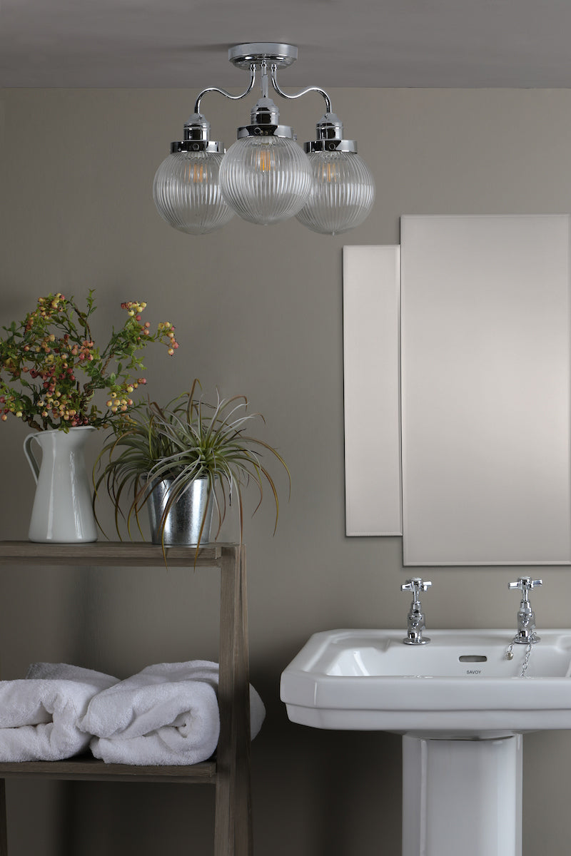 TAMARA 3LT SEMI FLUSH POL CHR/ CLEAR IP44