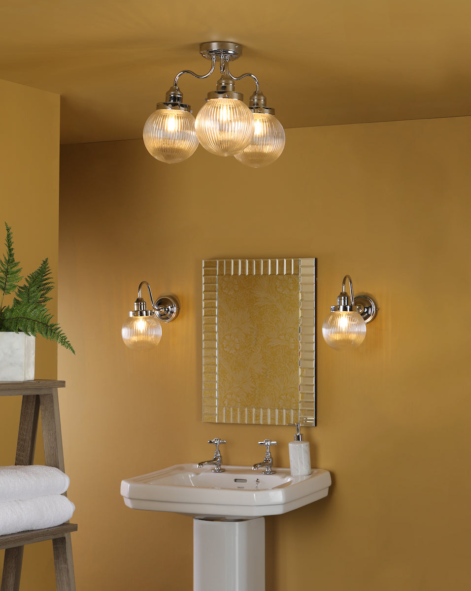 TAMARA 3LT SEMI FLUSH POL CHR/ CLEAR IP44