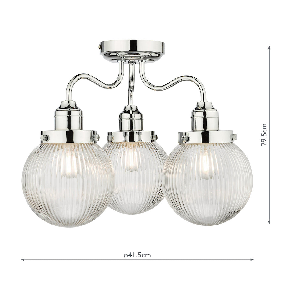 TAMARA 3LT SEMI FLUSH POL CHR/ CLEAR IP44