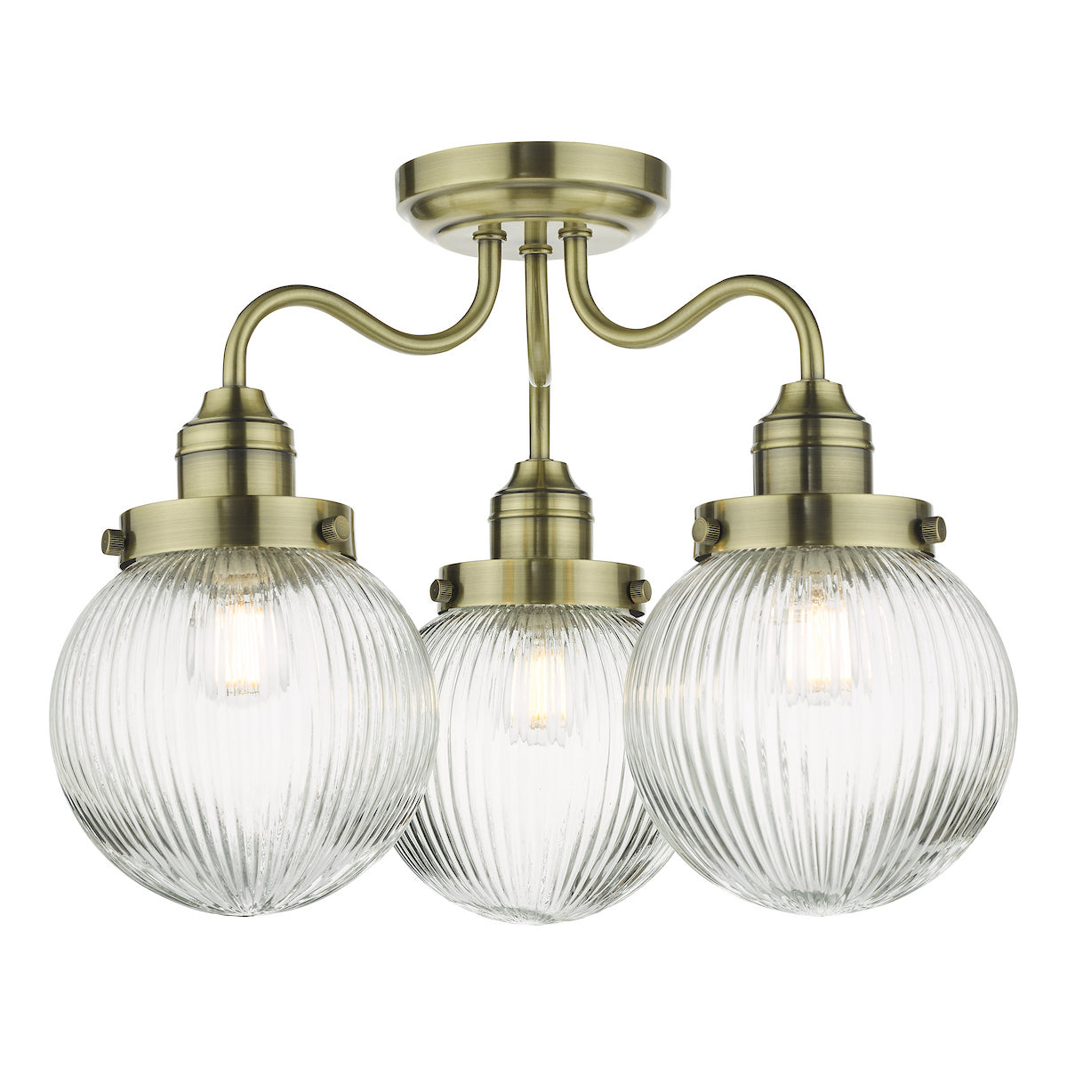 TAMARA 3LT SEMI FLUSH ANT BRA/ CLEAR IP44