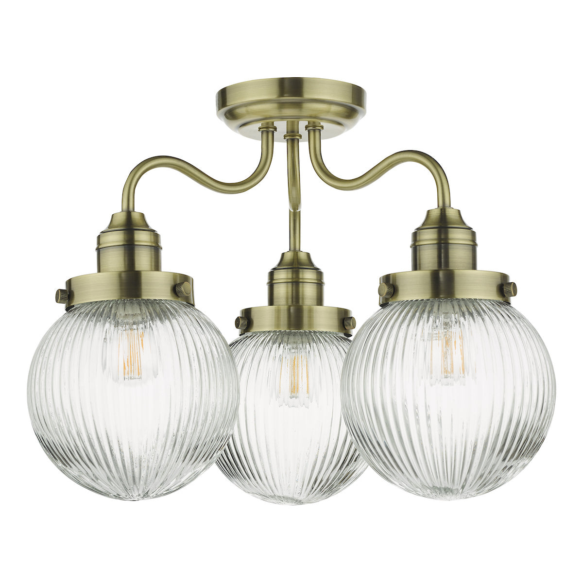 TAMARA 3LT SEMI FLUSH ANT BRA/ CLEAR IP44