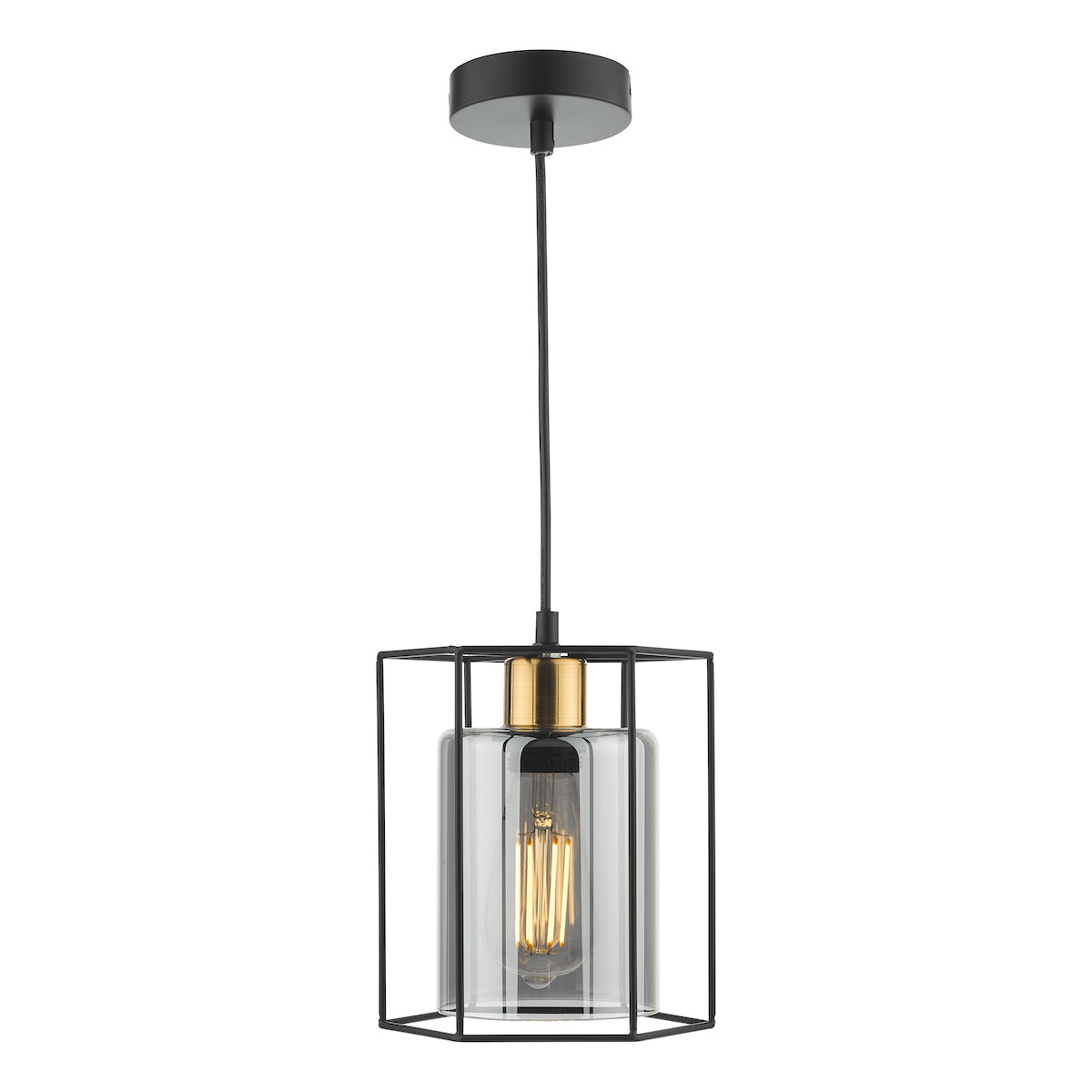 TATUM 1LT PENDANT BLACK WITH SMOKED GLASS