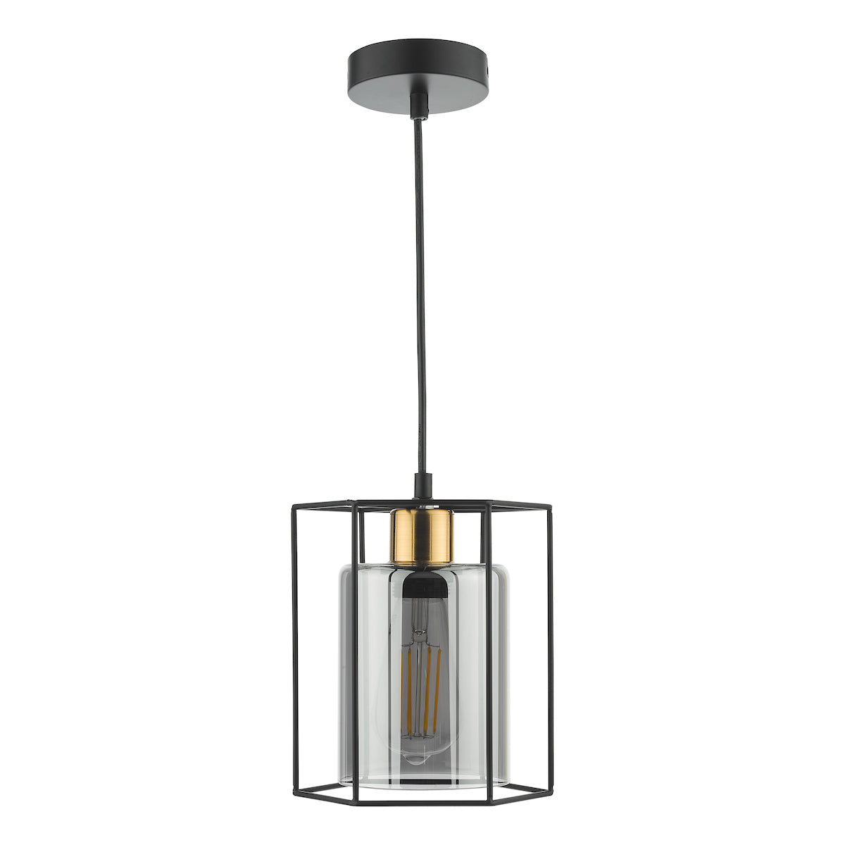 TATUM 1LT PENDANT BLACK WITH SMOKED GLASS