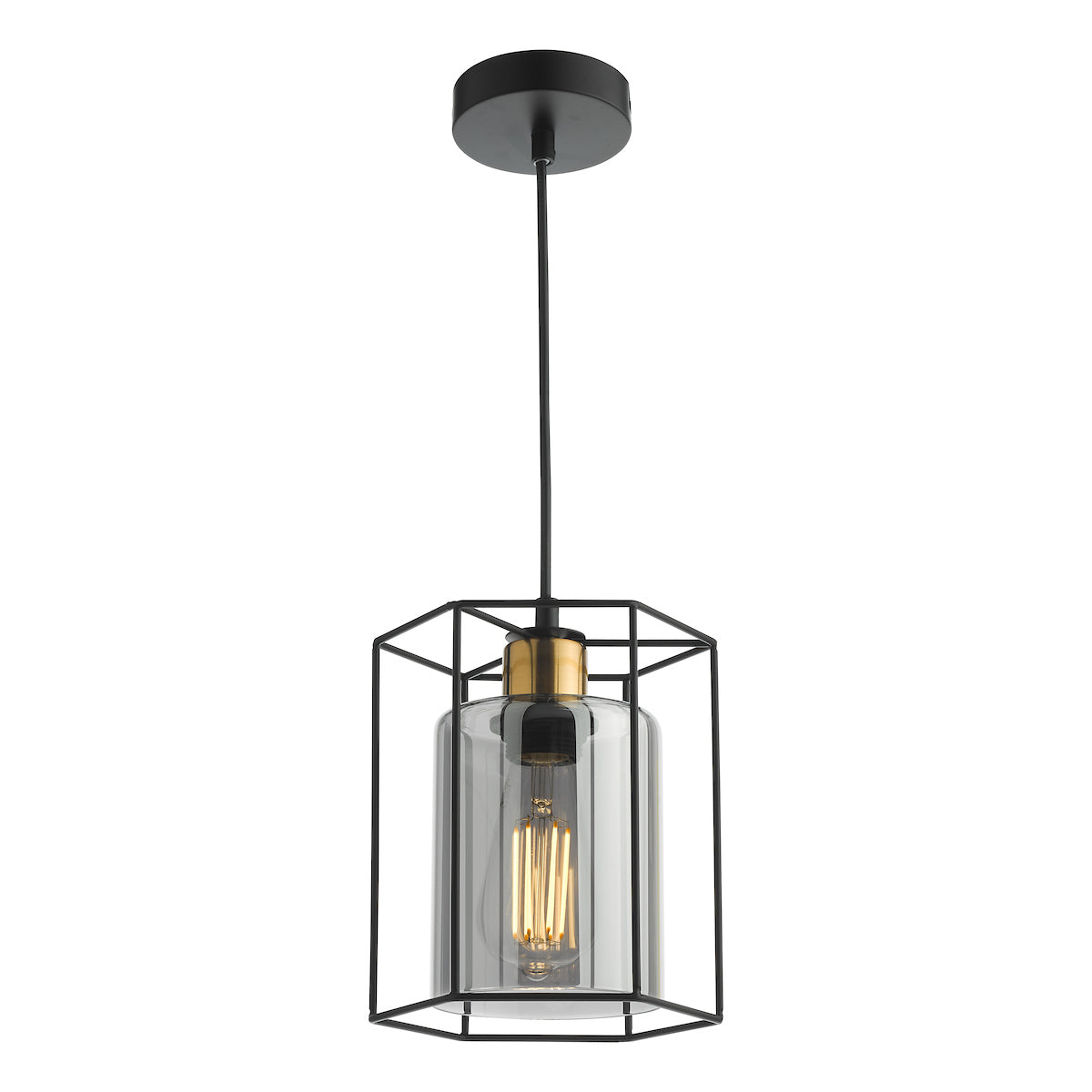 TATUM 1LT PENDANT BLACK WITH SMOKED GLASS