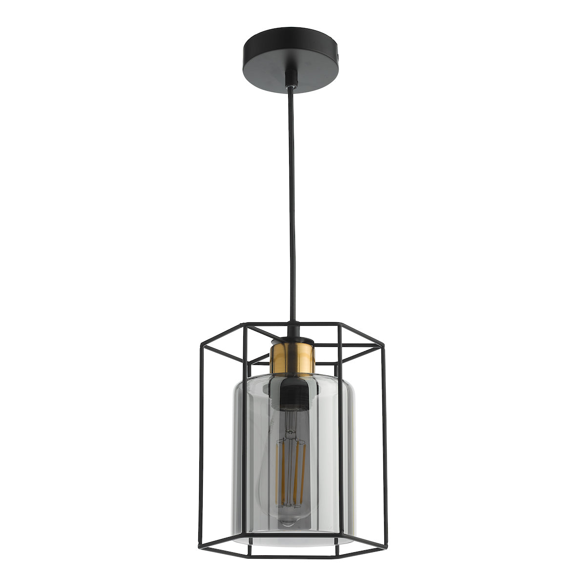 TATUM 1LT PENDANT BLACK WITH SMOKED GLASS