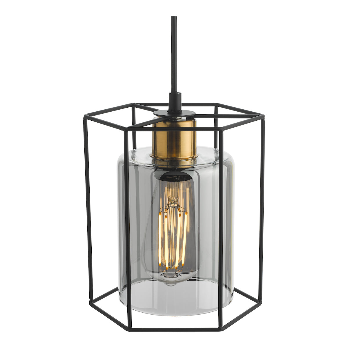 TATUM 1LT PENDANT BLACK WITH SMOKED GLASS