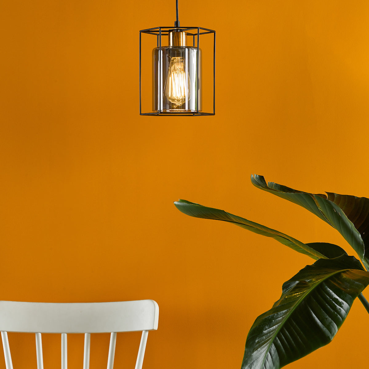 TATUM 1LT PENDANT BLACK WITH SMOKED GLASS