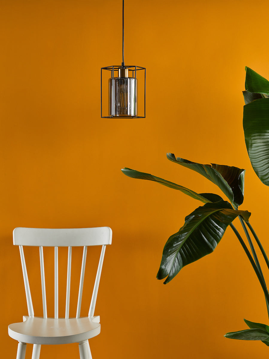 TATUM 1LT PENDANT BLACK WITH SMOKED GLASS