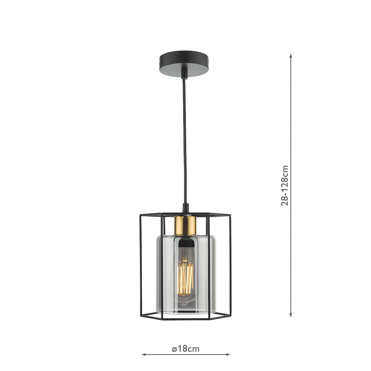 TATUM 1LT PENDANT BLACK WITH SMOKED GLASS