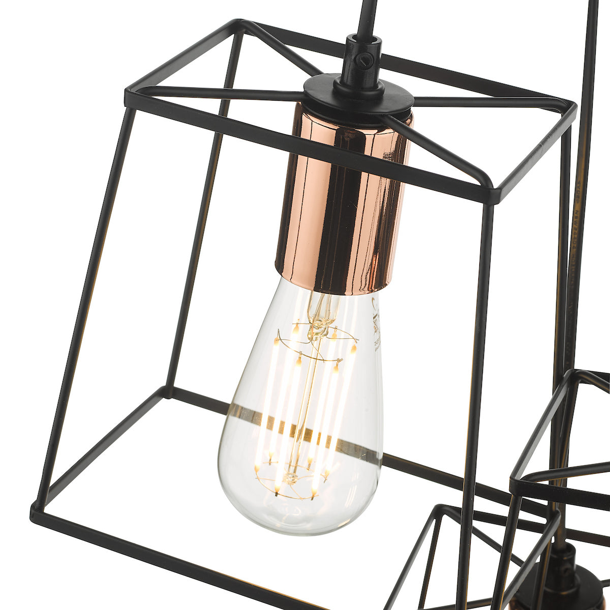 TOWER 3LT CLUSTER PENDANT BLACK AND COPPER