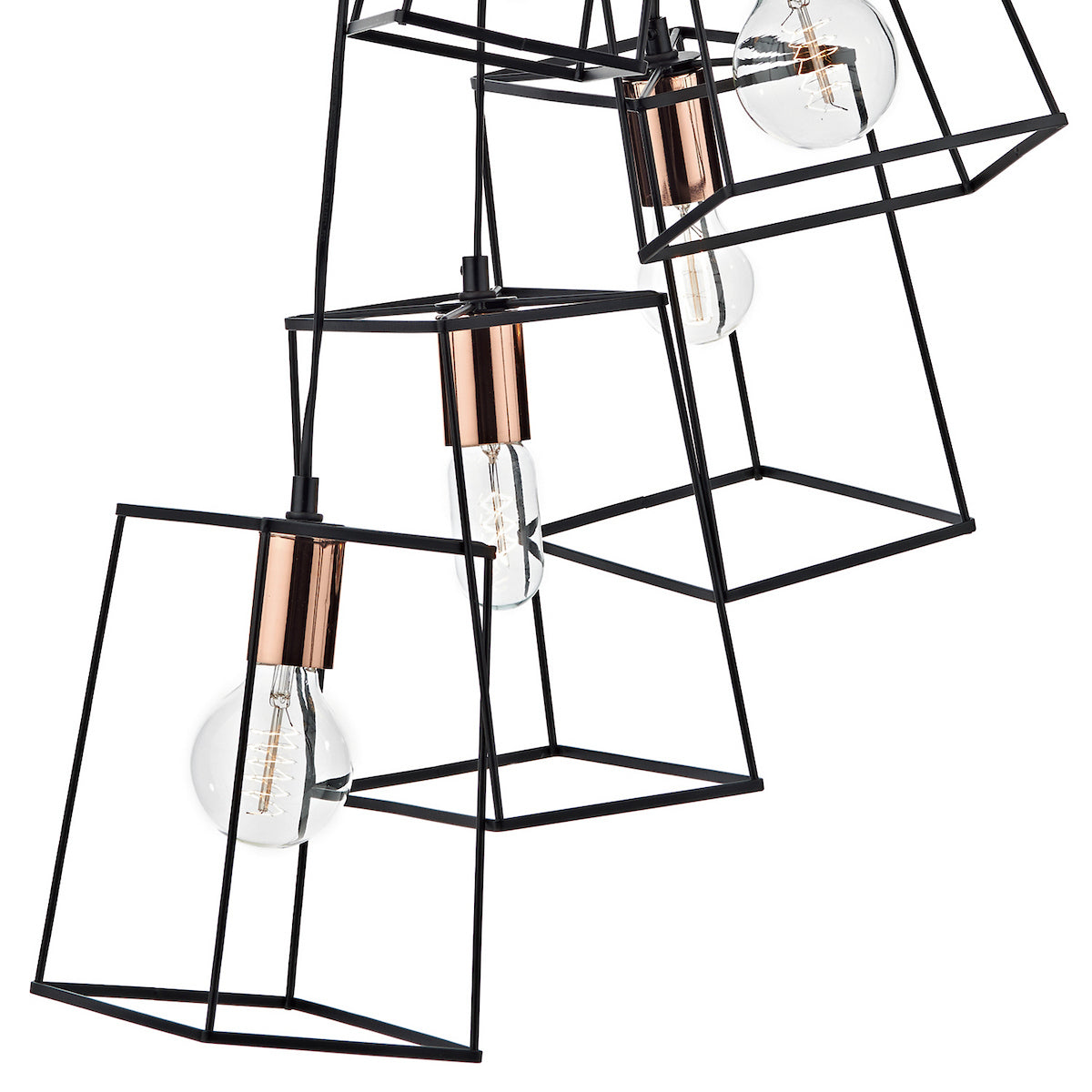 TOWER 6LT CLUSTER PENDANT BLACK AND COPPER